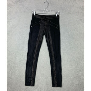 Black Orchid Women's Jeans Skinny Moto Faux Suede Size 26 Black Zip Pockets